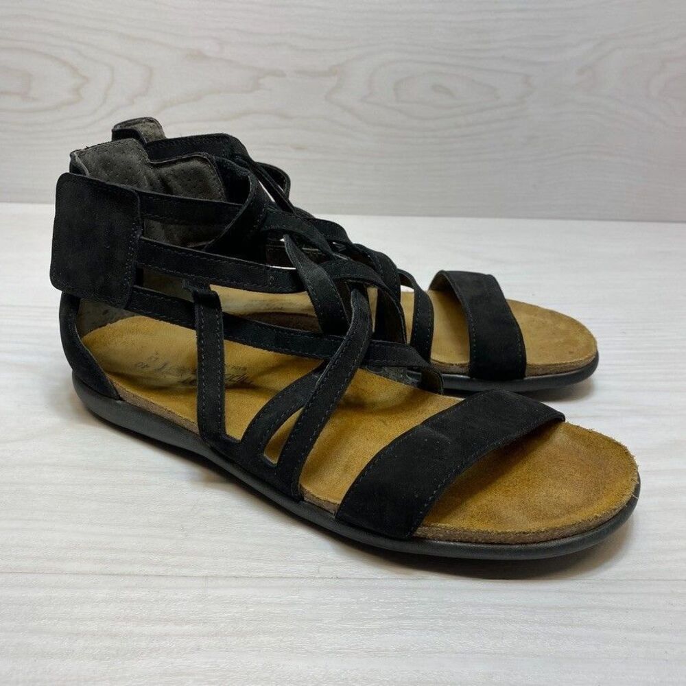 Naot Marita Women's Sandal Black Velvet Nubuck Size EU 40 US 9 Gladiator